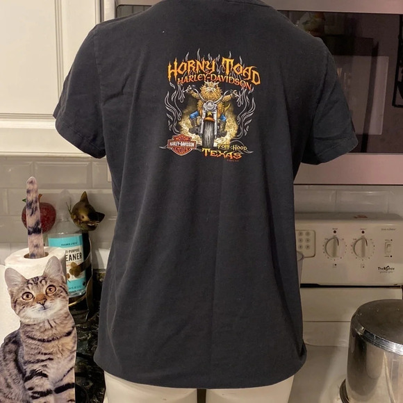 O womens Harley Davidson black cap sleeve t-shirt size XL - Picture 2 of 5